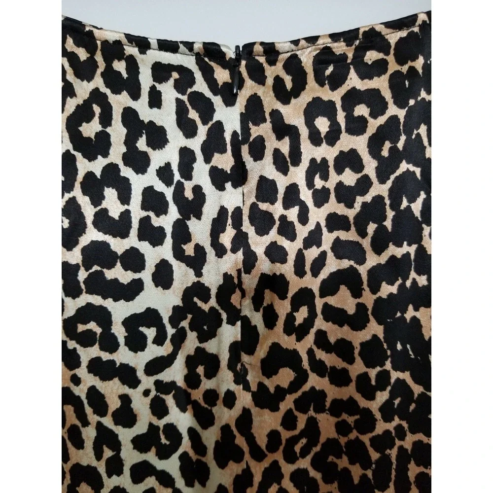 NWT GANNI‎ Leopard Print Satin Midi Skirt Size EU 40/ US 8 $295